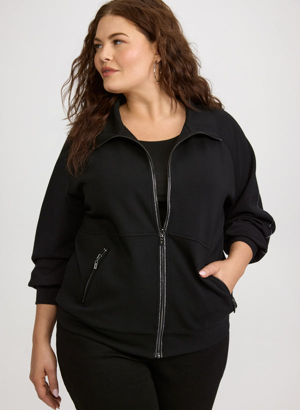laura Joseph Ribkoff - Glitter Trim Zip-Up Top