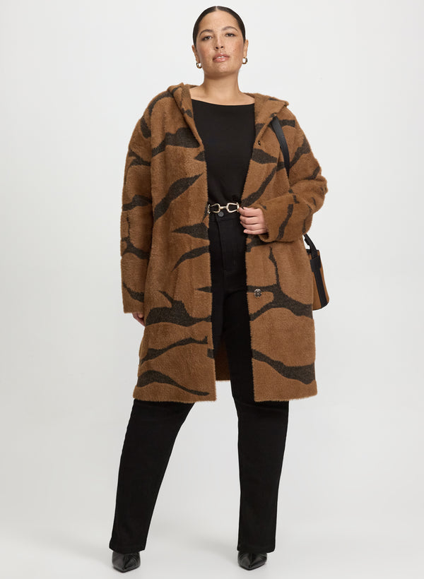 Laura Joseph Ribkoff - Hooded Zebra Print Cardigan