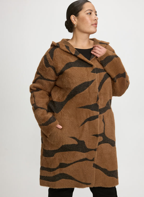 laura Joseph Ribkoff - Hooded Zebra Print Cardigan