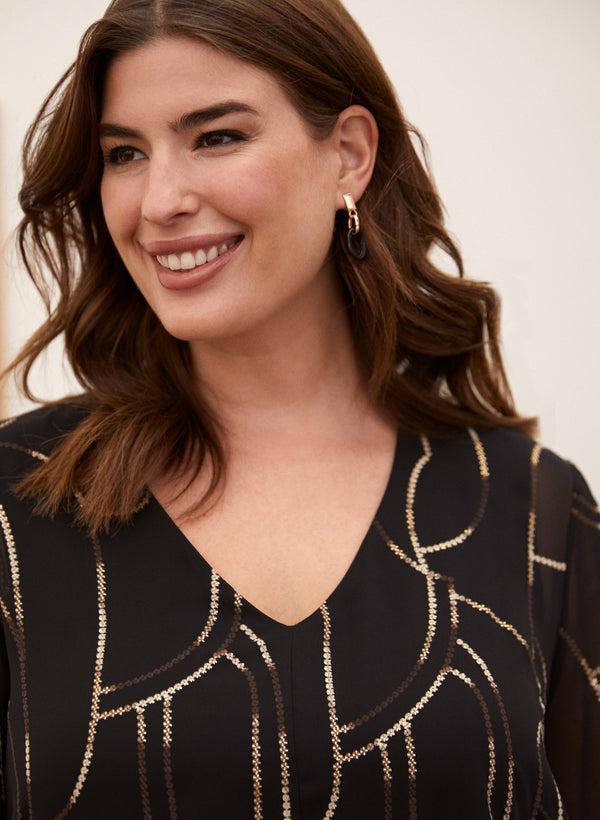 Laura Joseph Ribkoff - Kimono Sleeve Sequin Blouse