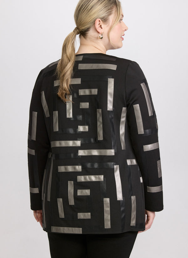 Laura Joseph Ribkoff Leather Geometric Jacket