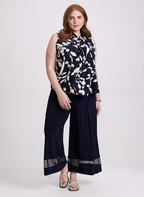 Laura Joseph Ribkoff - Mesh Insert Wide-Leg Pants