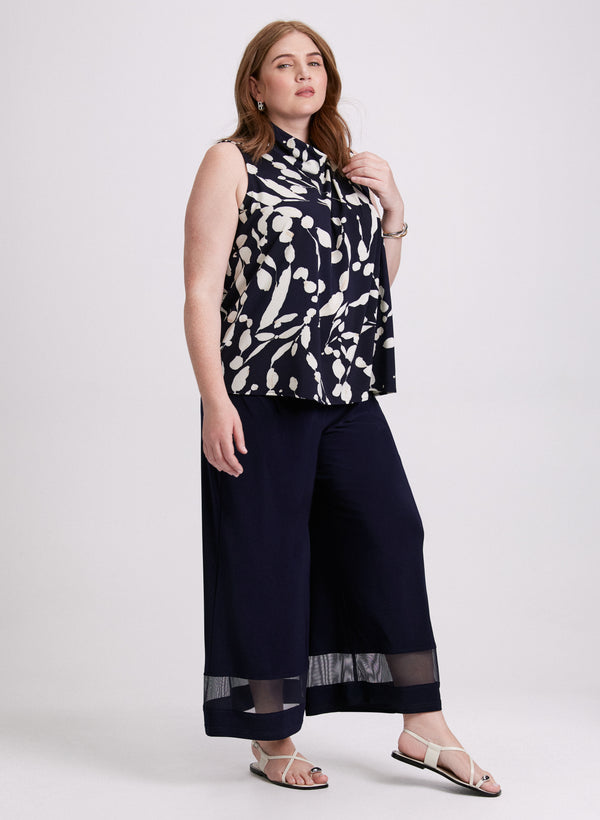 Laura Joseph Ribkoff - Mesh Insert Wide-Leg Pants