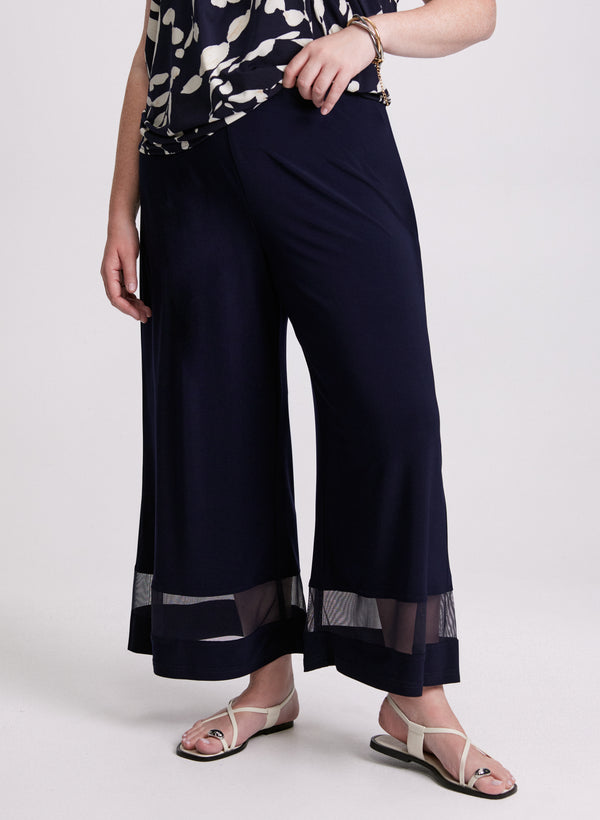 laura Joseph Ribkoff - Mesh Insert Wide-Leg Pants