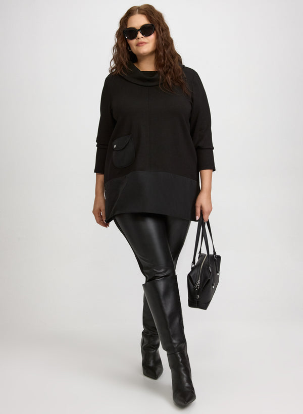 Laura Joseph Ribkoff - Nylon Detail Cowl Neck Top