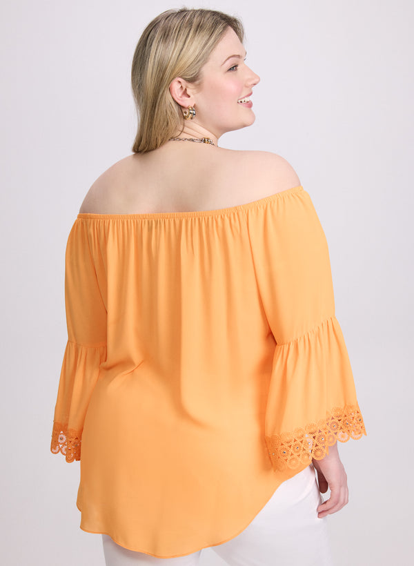 Laura Joseph Ribkoff - Off-Shoulder Lace Trim Blouse