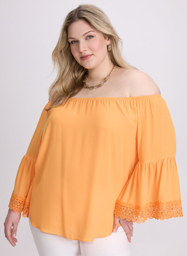 laura Joseph Ribkoff - Off-Shoulder Lace Trim Blouse