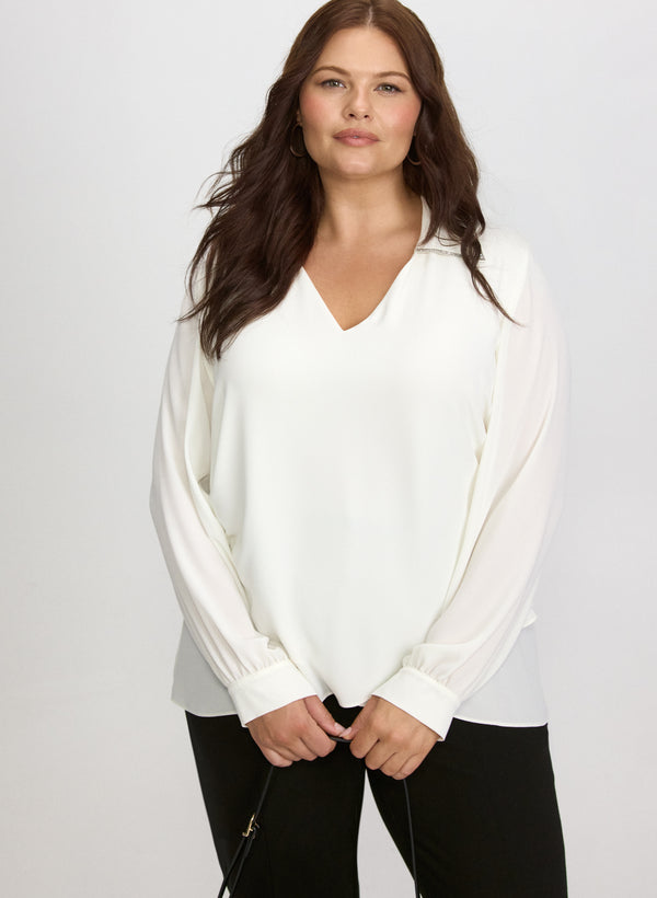 laura Joseph Ribkoff - Rhinestone Trim Blouse