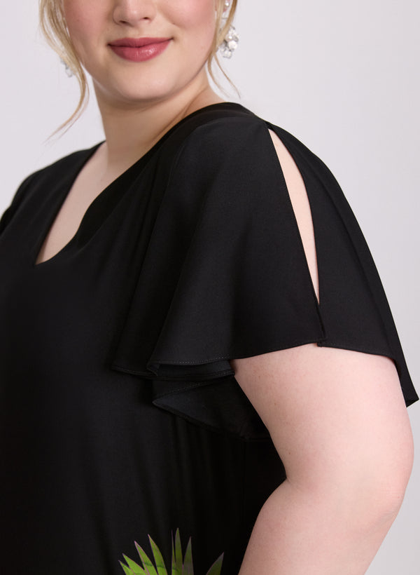 Laura Joseph Ribkoff - Tropical Flutter Sleeve Dress