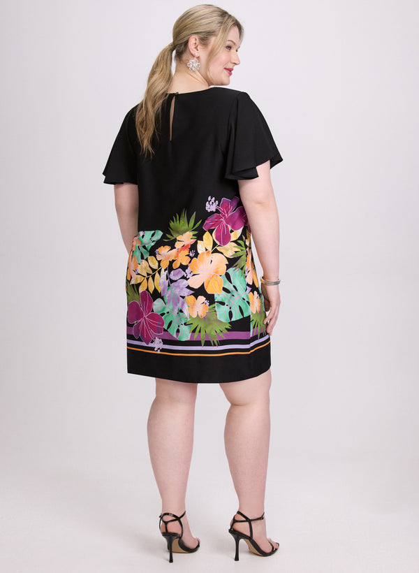 Laura Joseph Ribkoff - Tropical Flutter Sleeve Dress