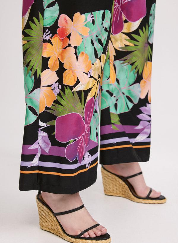 Laura Joseph Ribkoff - Tropical Print Wide Leg Pants