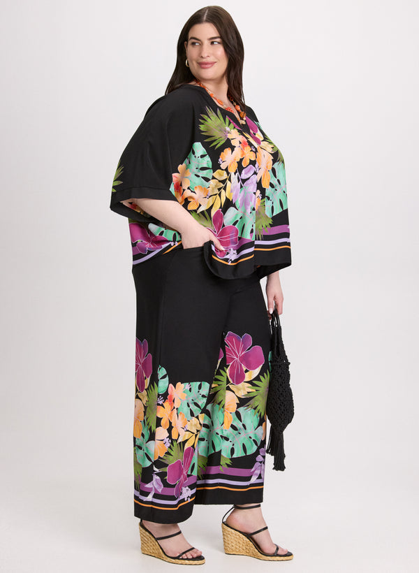 Laura Joseph Ribkoff - Tropical Print Wide Leg Pants