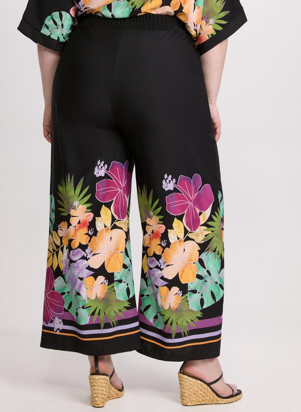 Laura Joseph Ribkoff - Tropical Print Wide Leg Pants
