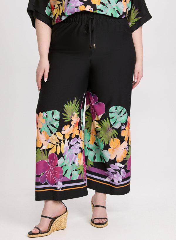 laura Joseph Ribkoff - Tropical Print Wide Leg Pants
