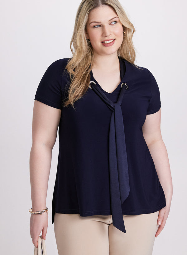 laura Joseph Ribkoff - V-Neck Tie Top