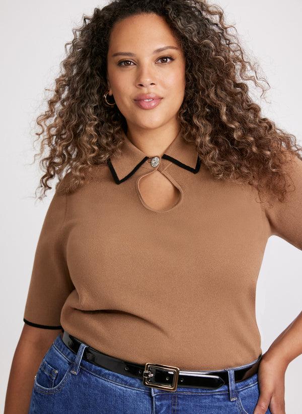 laura Keyhole Detail Polo Sweater