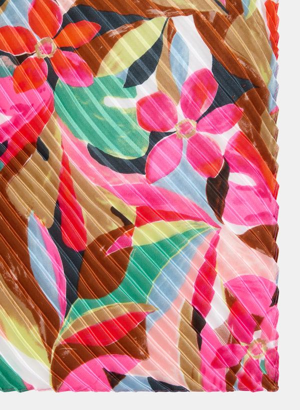 Laura Knife Pleat Floral Scarf