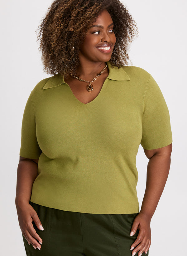 Laura Knit Pull-Over Polo Sweater
