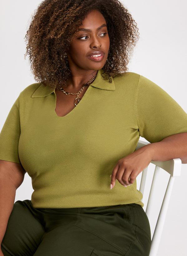 laura Knit Pull-Over Polo Sweater