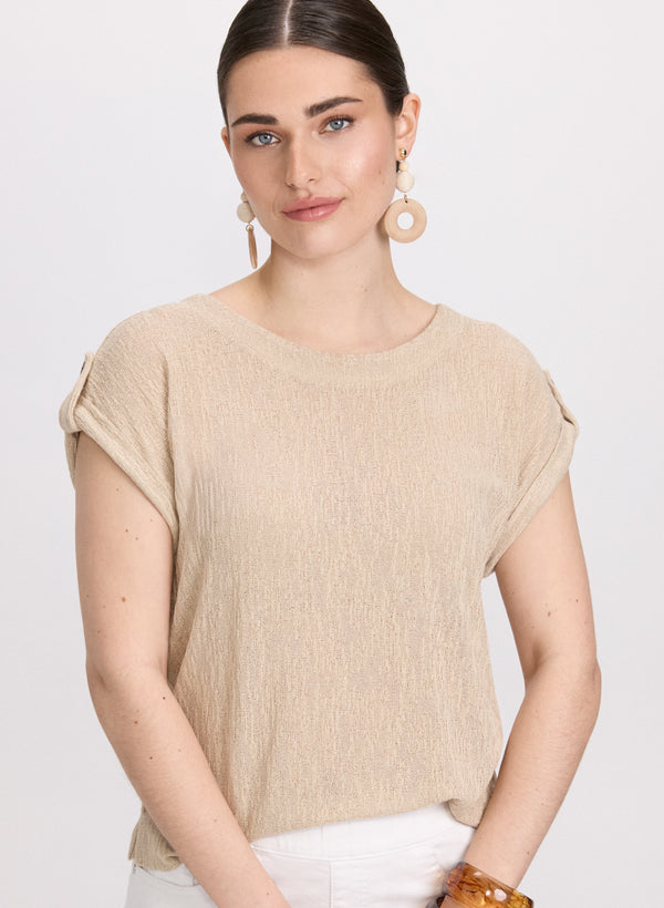 laura Knit Rolled Sleeve Top