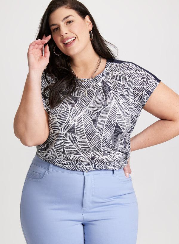 Laura Knotted Leaf Print Top