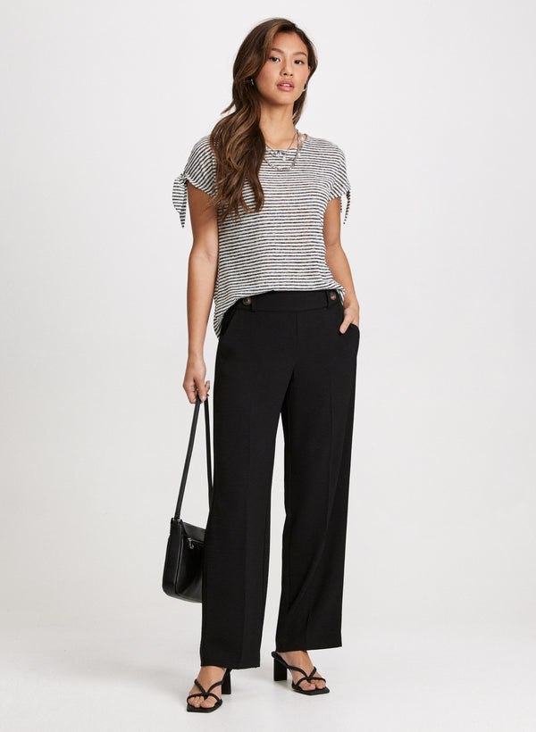 Laura Knotted Sleeve Striped T-Shirt