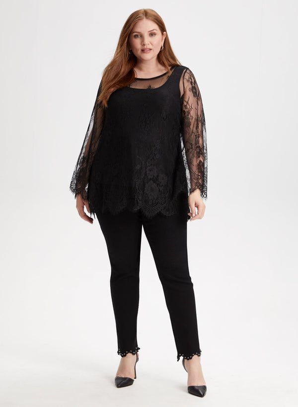 laura Lace Blouse & Pearl Detail Jeans