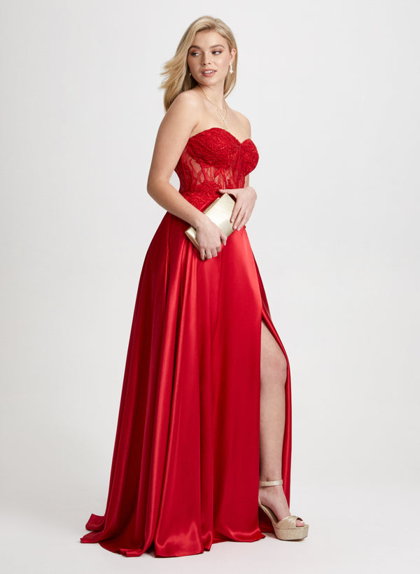 Laura Lace Corset Strapless Dress