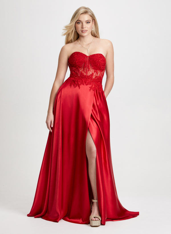 laura Lace Corset Strapless Dress