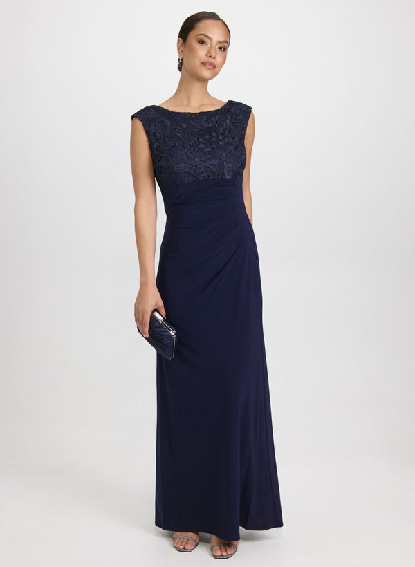 laura Lace Cowl Back Dress