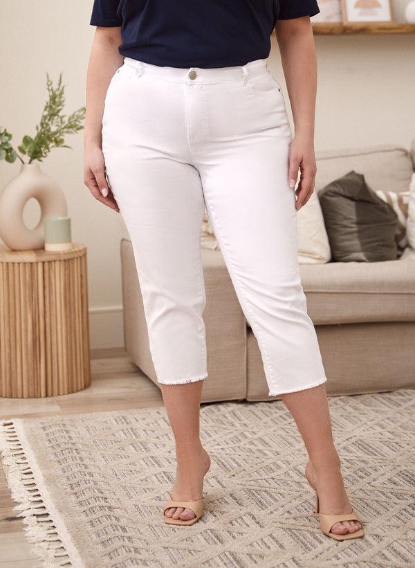 laura Lace Detail Denim Capris