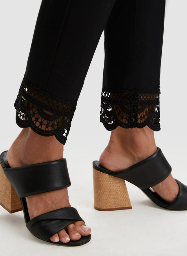 Laura Lace Detail Pull-on Pants
