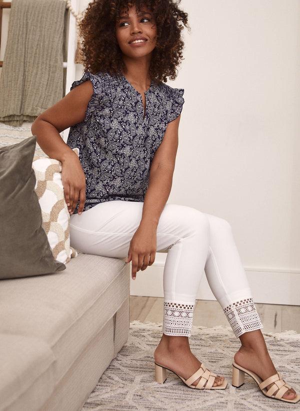 Laura Lace Detail Pull-On Pants