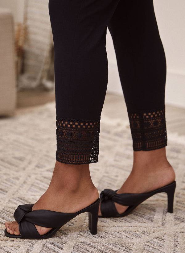 Laura Lace Detail Pull-On Pants