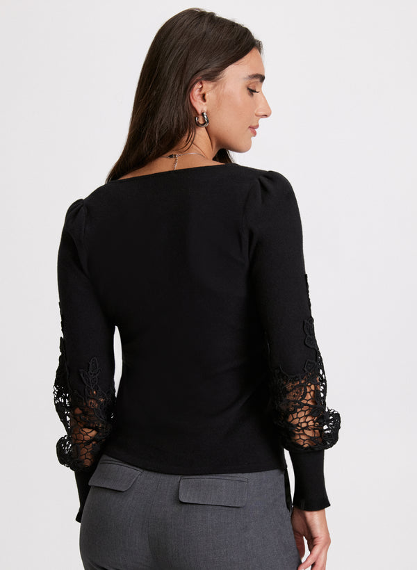 Laura Lace Detail V-Neck Sweater