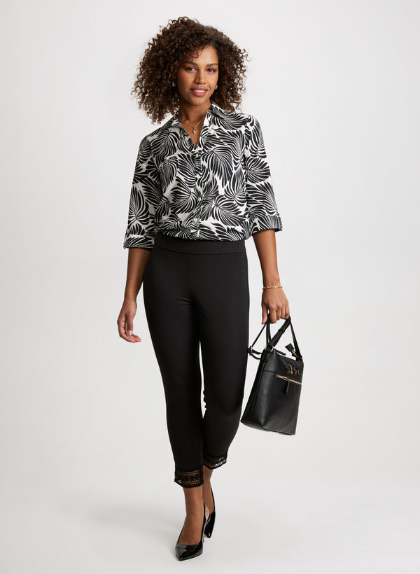 Laura Lace Hem Pull-On Ankle Pants