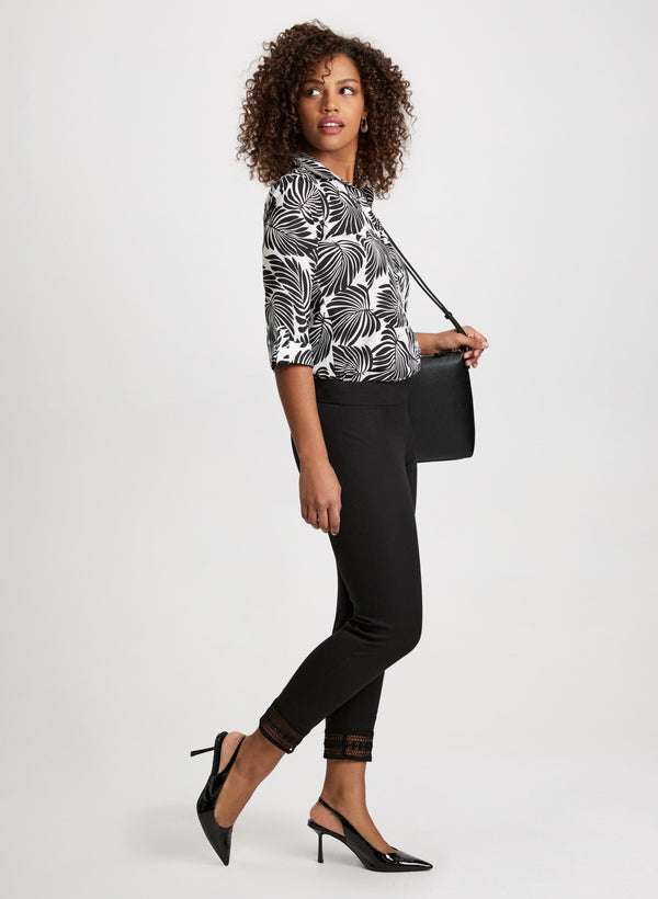 Laura Lace Hem Pull-On Ankle Pants