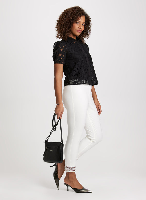 Laura Lace Hem Pull-On Ankle Pants