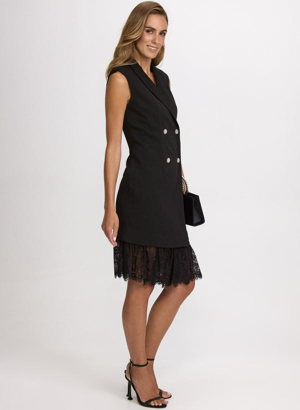 Laura Lace Hem Tuxedo Dress