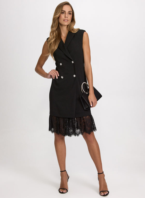 Laura Lace Hem Tuxedo Dress