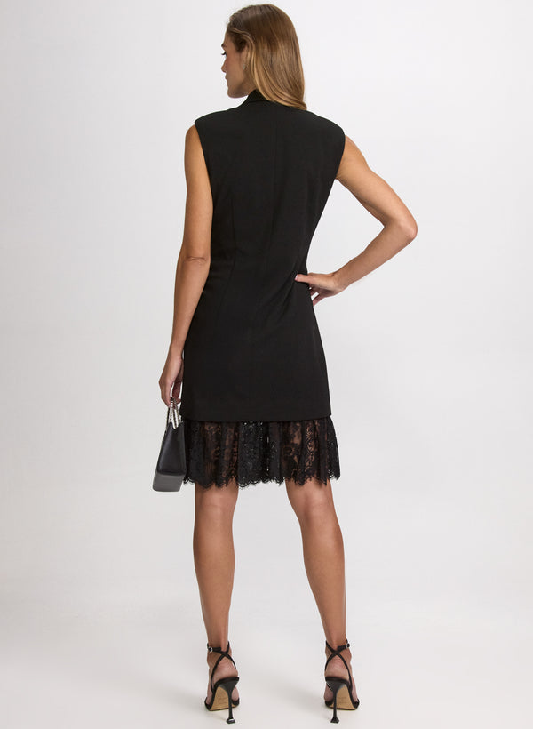 Laura Lace Hem Tuxedo Dress