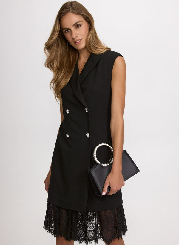 laura Lace Hem Tuxedo Dress