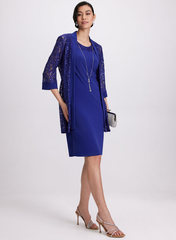 Laura Lace Jacket & Jersey Dress Set