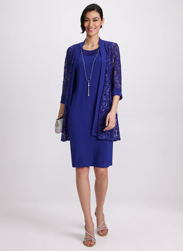 laura Lace Jacket & Jersey Dress Set