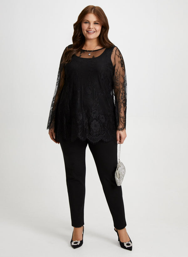 laura Lace Popover Top & Bow Detail Pants