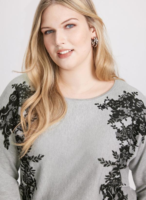 Laura Lace Print Knit Pullover