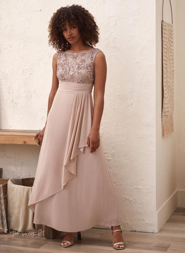 laura Lace & Sequin Flounce Dress