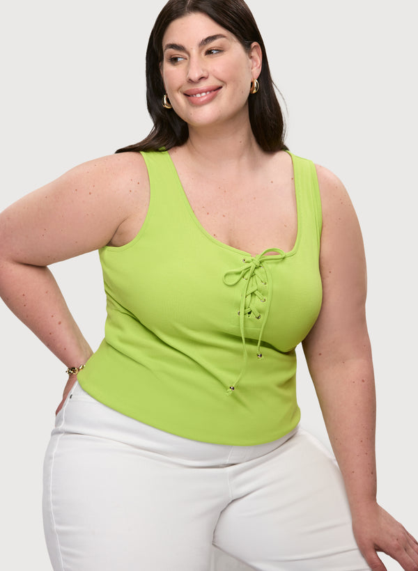 laura Lace-Up Ribbed Tank