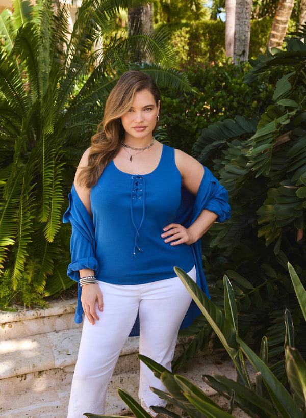 Laura Lace-Up Ribbed Tank