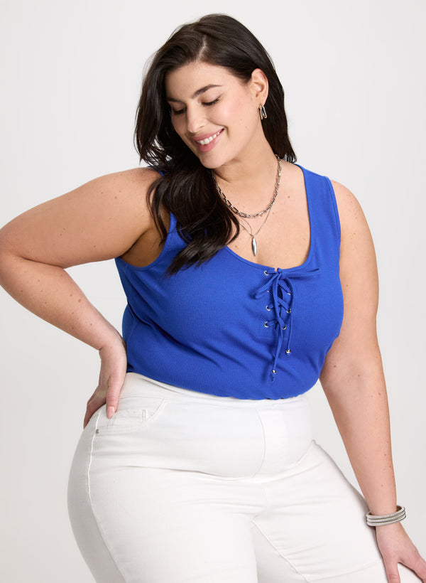 laura Lace-Up Ribbed Tank